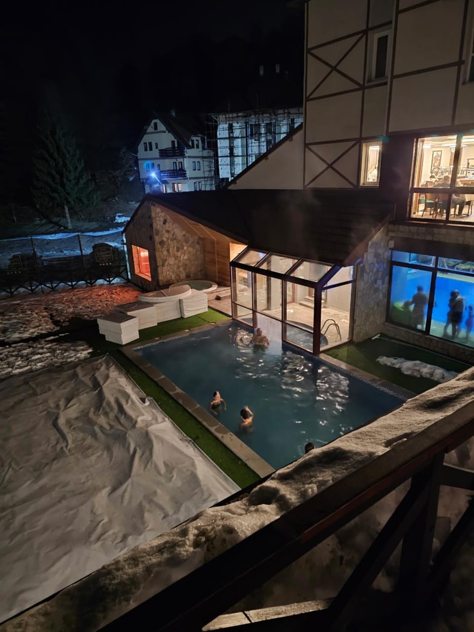 Night, Pool view, Swimming pool