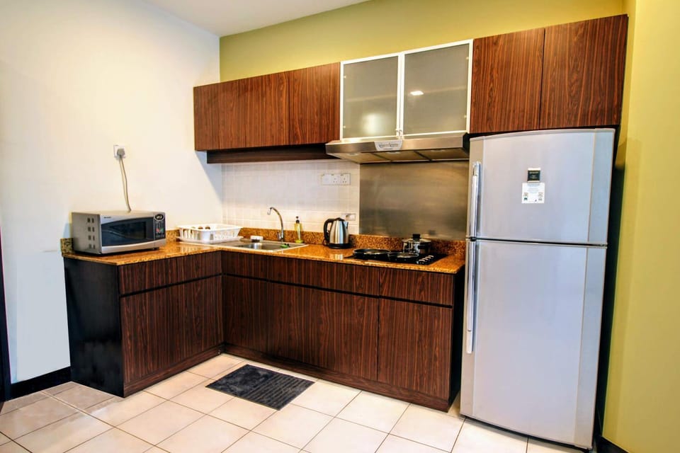 Kitchen or kitchenette, stove
