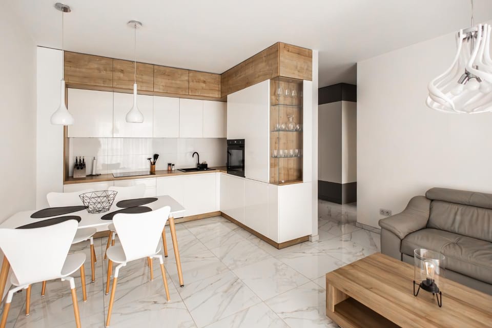 Kitchen or kitchenette, Living room, Seating area