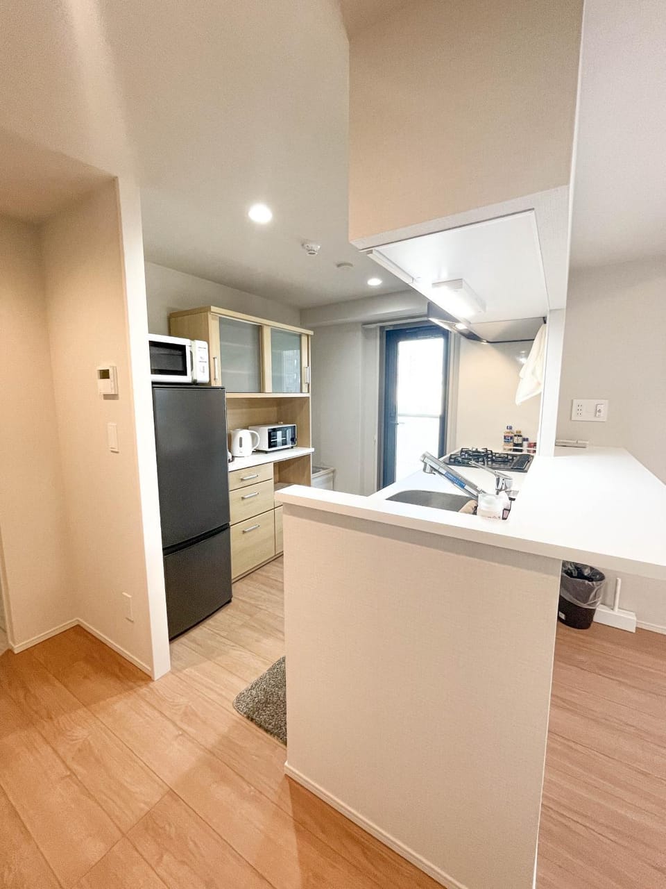 Kitchen or kitchenette, stove