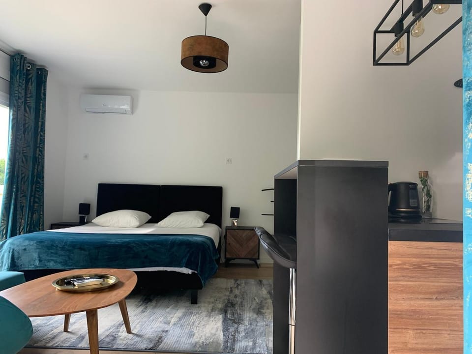 Bed, Living room, kitchen