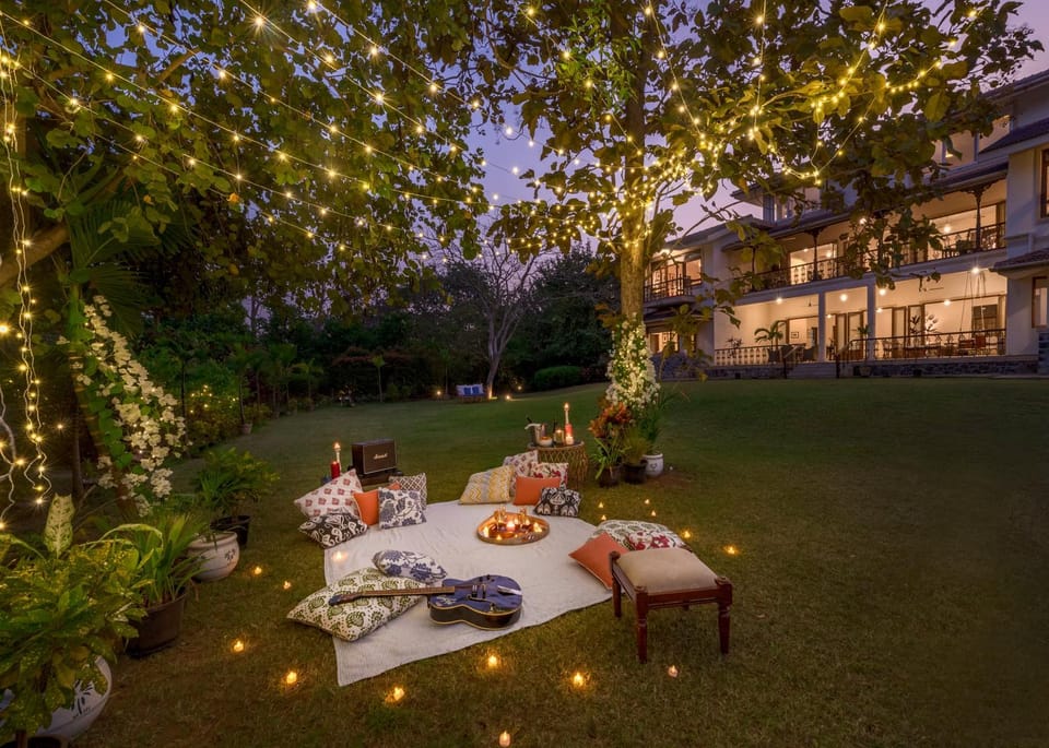 Property building, Night, Natural landscape, Garden, Garden view