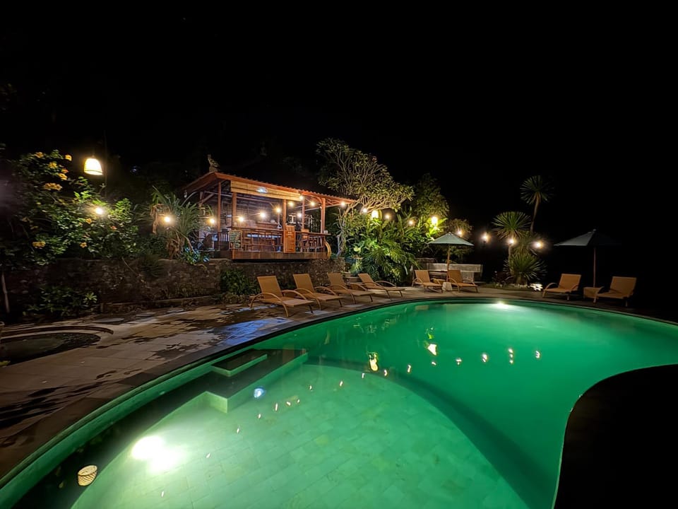 Night, Pool view, Swimming pool
