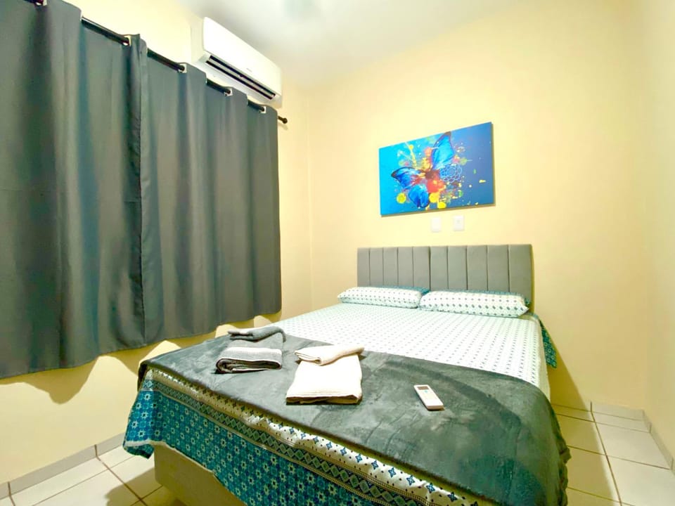 Bed, Photo of the whole room, Bedroom, towels, air conditioner