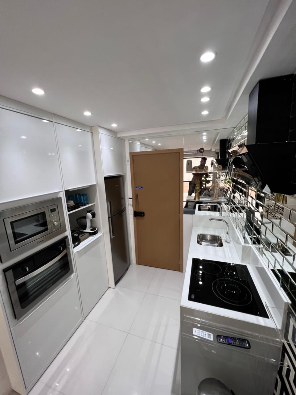 Kitchen or kitchenette, stove