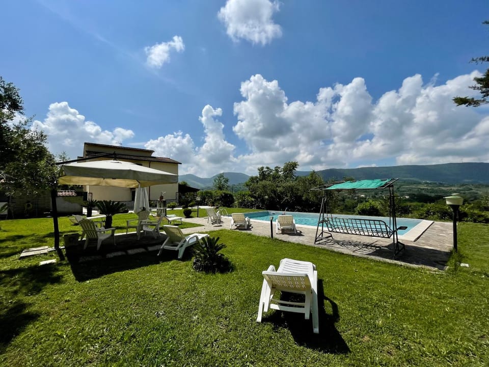 Spring, Day, Natural landscape, Garden, Garden view, Mountain view, Pool view, Swimming pool, sunbed