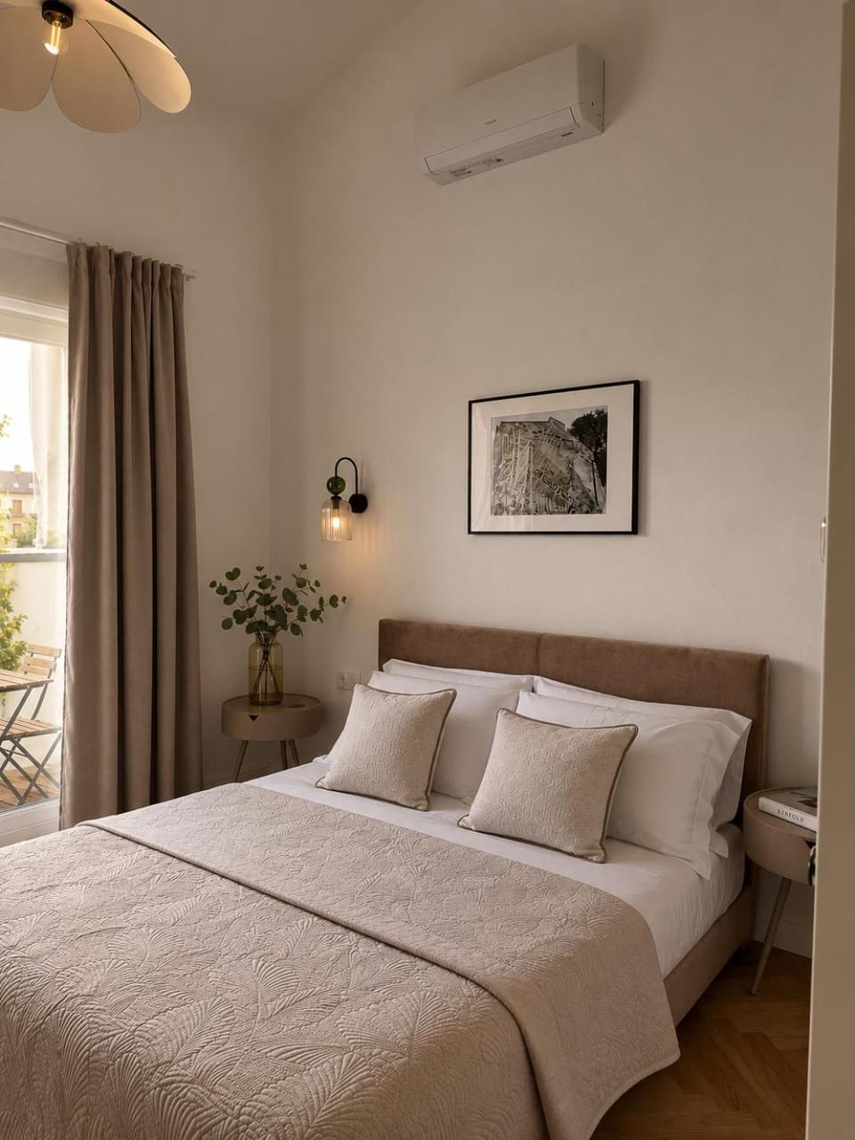 Bed, Photo of the whole room, Bedroom, air conditioner