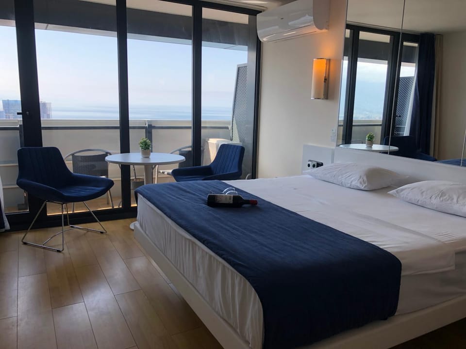Bed, Bedroom, Sea view