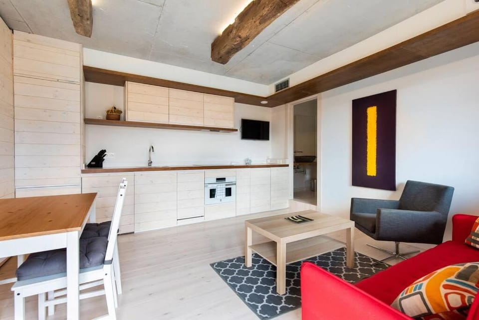 Kitchen or kitchenette, Living room, Dining area