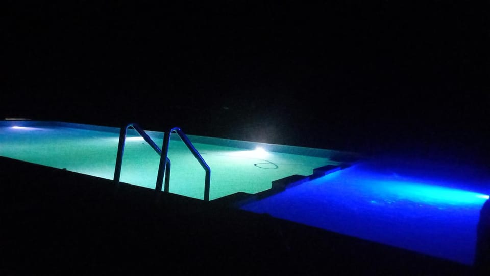 Night, Pool view, Swimming pool, Swimming pool