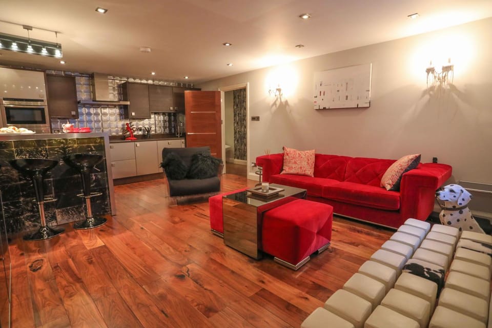 Kitchen or kitchenette, Living room, Seating area, oven, stove
