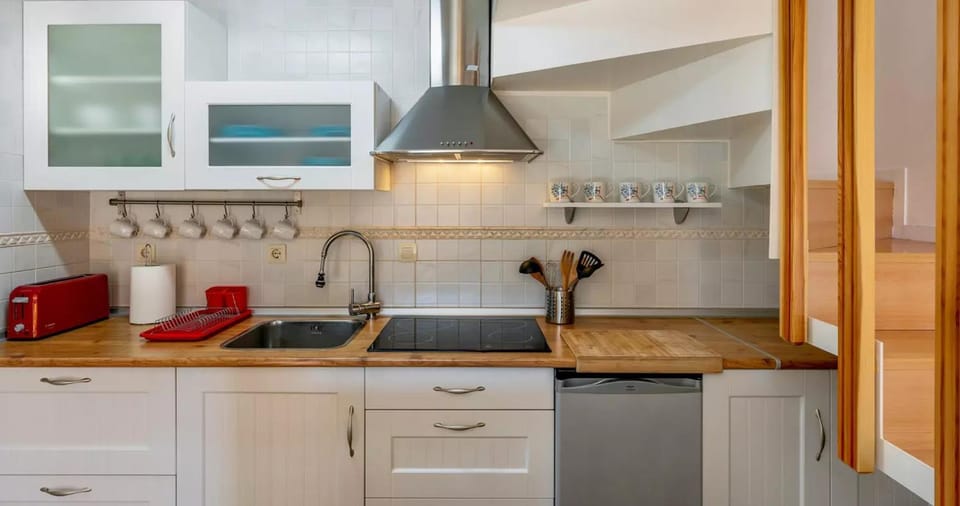 Kitchen or kitchenette, stove