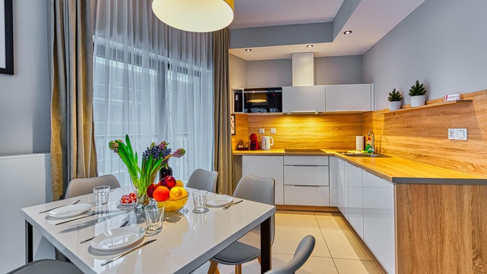 Kitchen or kitchenette, stove