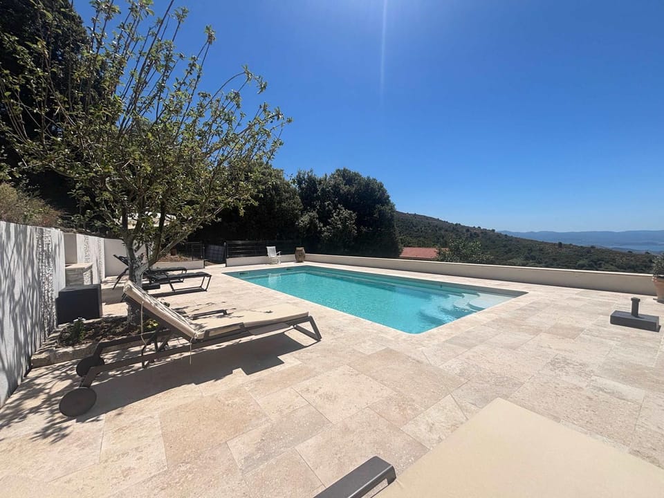 Patio, Natural landscape, Mountain view, Pool view, Sea view, Swimming pool, sunbed