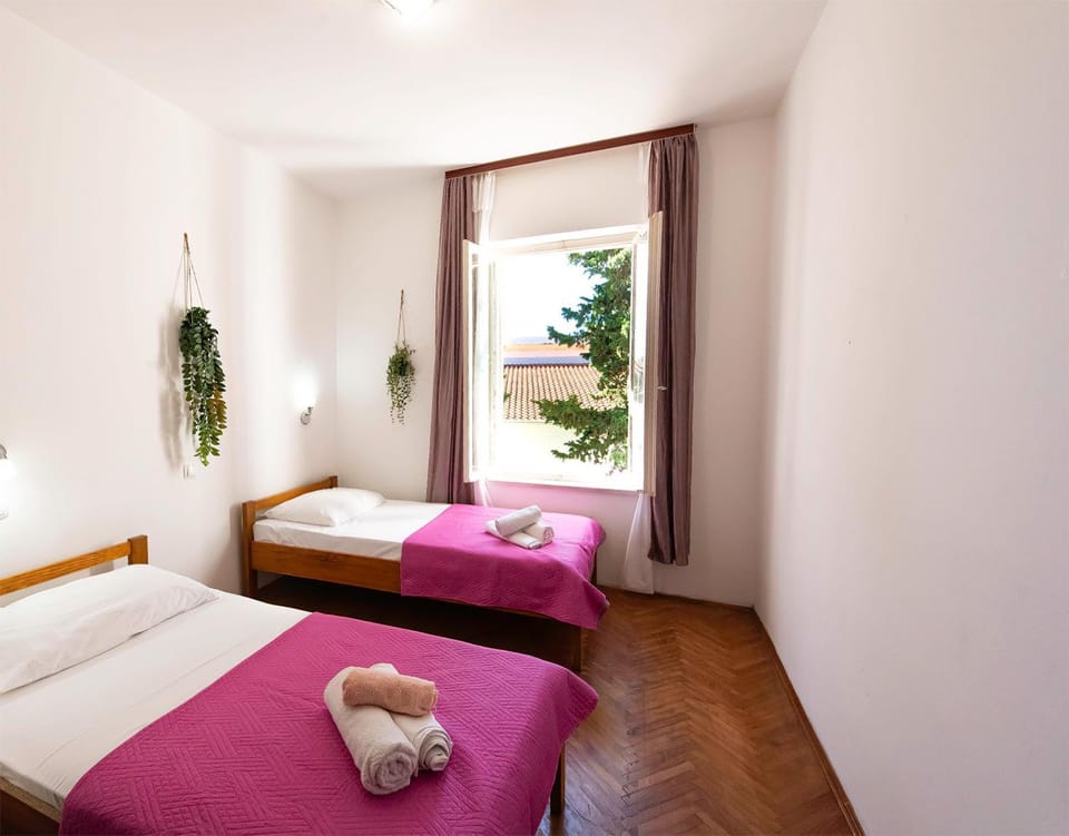 Bed, View (from property/room), Bedroom, Garden view, locker, wardrobe, air conditioner