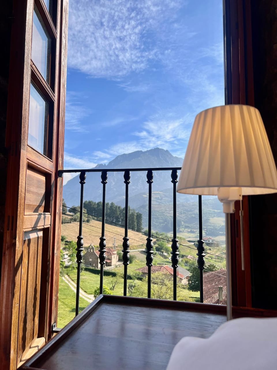 Bed, Natural landscape, Bedroom, Mountain view
