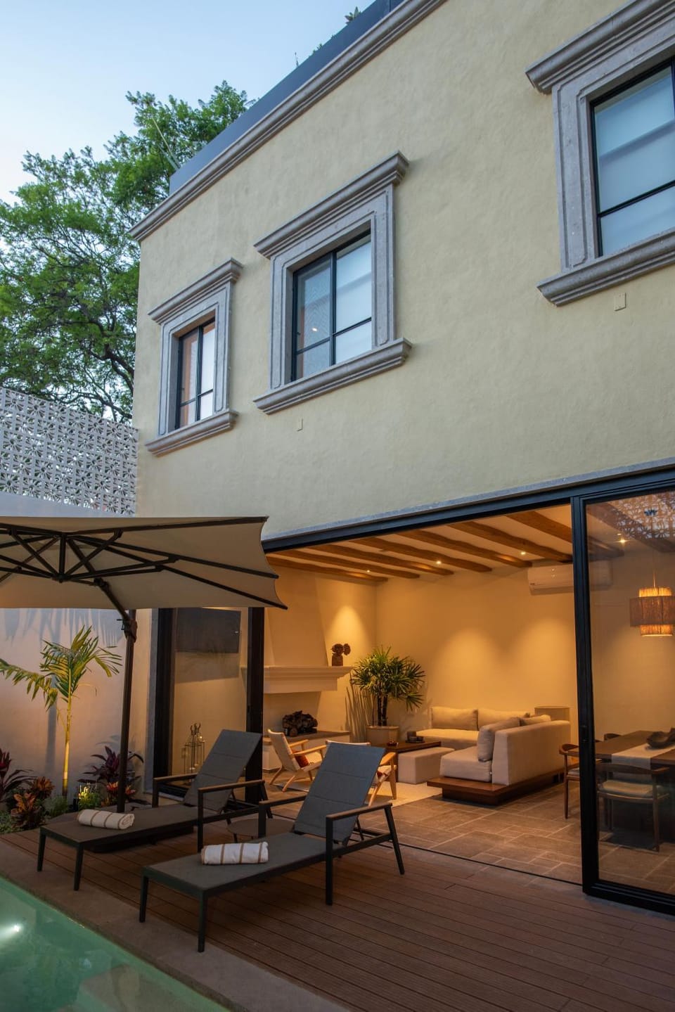Property building, Patio, Off site, Day, Swimming pool
