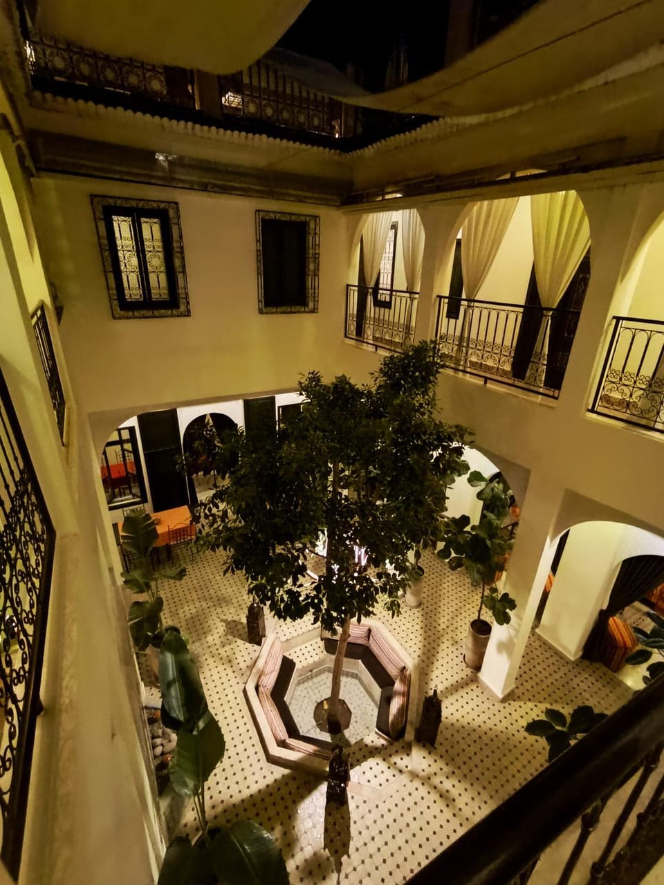Patio, Night, Seating area