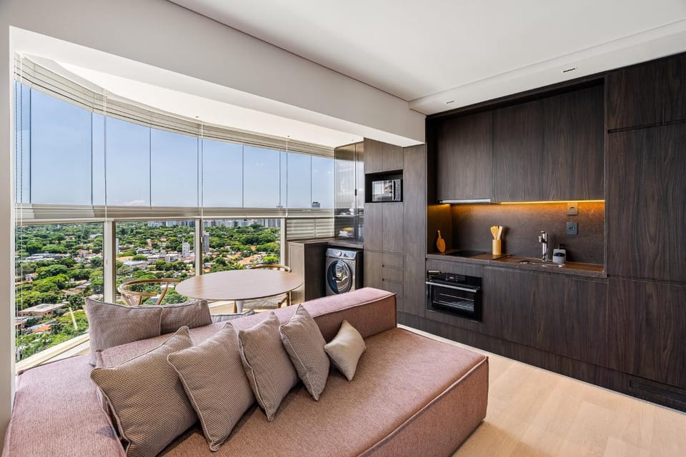 Kitchen or kitchenette, Living room, Seating area