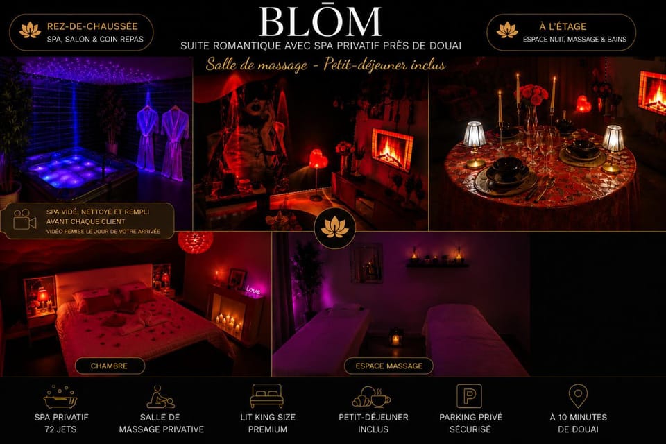 BLOM Spa privatif près de Douai, salle de massage, petit-déjeuner inclus Apartment in Hauts-de-France