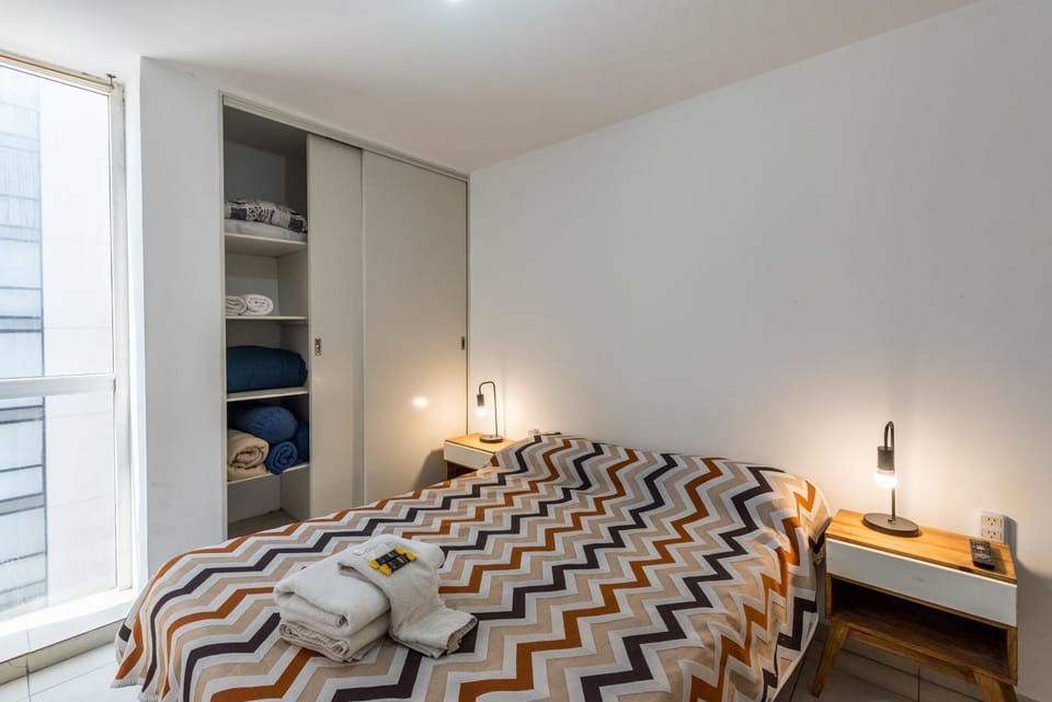 Bed, Photo of the whole room, Bedroom, towels, wardrobe
