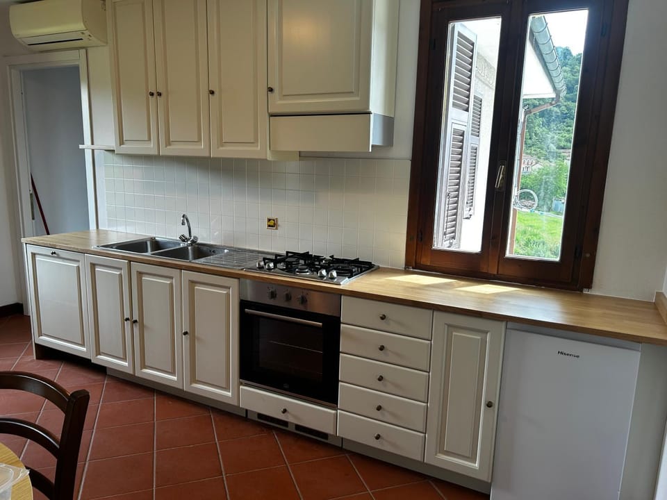 Kitchen or kitchenette, dishwasher, stove