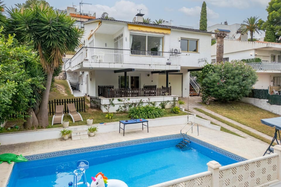 Property building, Living room, Swimming pool