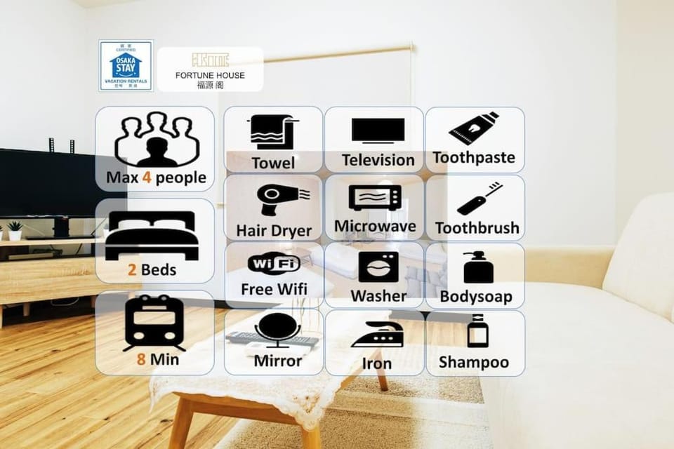 *Fortune House*鶴見橋 花園町駅 *生活機能完備* 一軒家 *最大4人* Apartment in Osaka