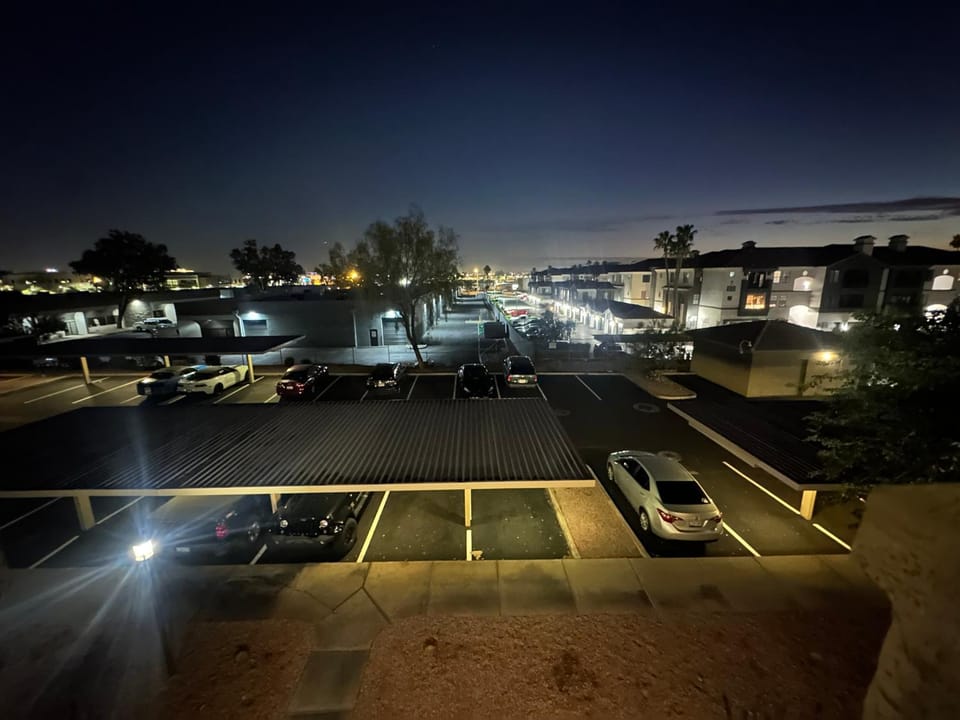 Property building, Night, Neighbourhood, City view, Parking