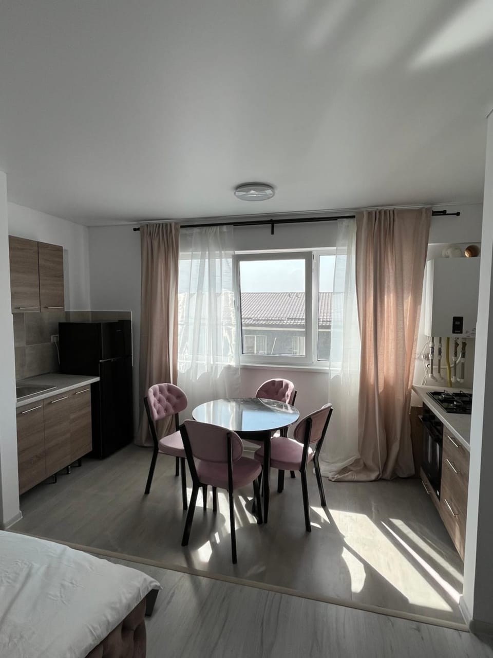 Bed, Living room, Dining area