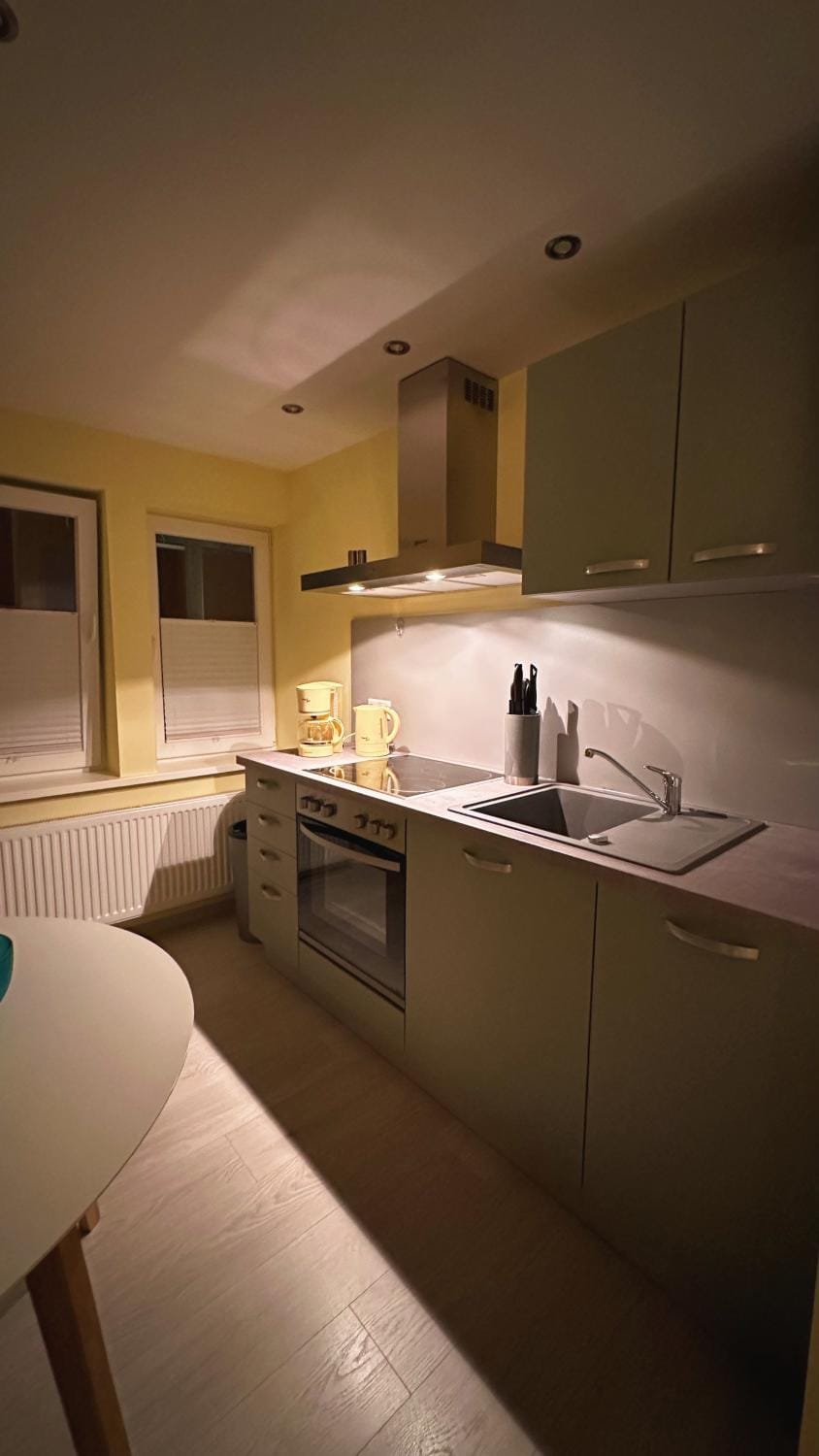 Kitchen or kitchenette, stove, kitchen