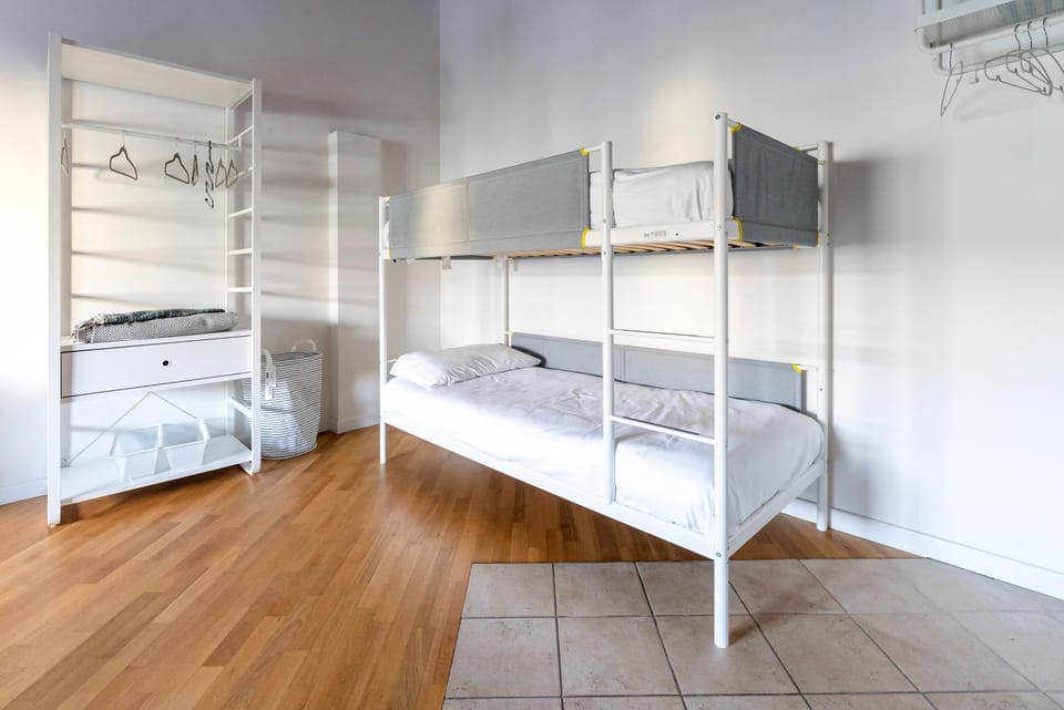 Bedroom, bunk bed, wardrobe