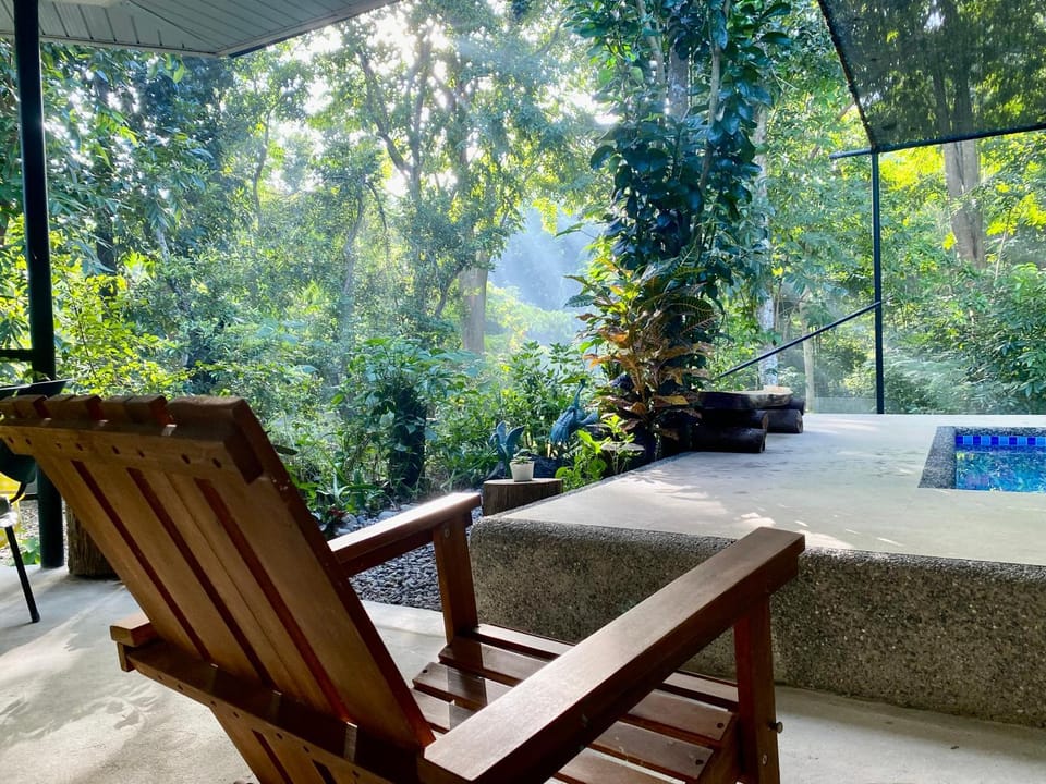 Patio, Day, Balcony/Terrace, Seating area, Dining area, Garden view, Pool view, Swimming pool, Sunrise, sunbed