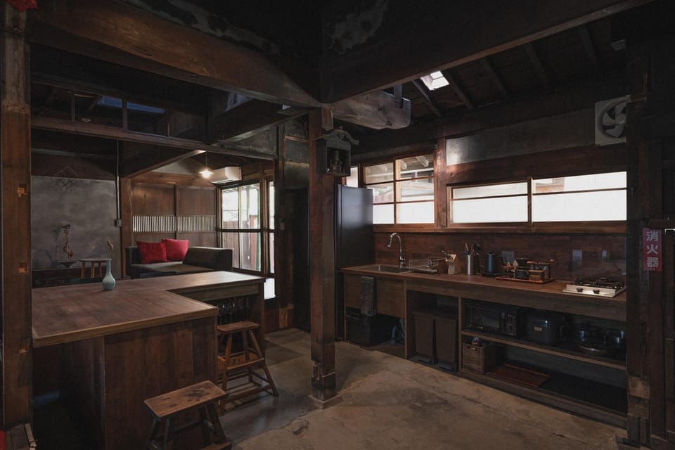 Kitchen or kitchenette, stove