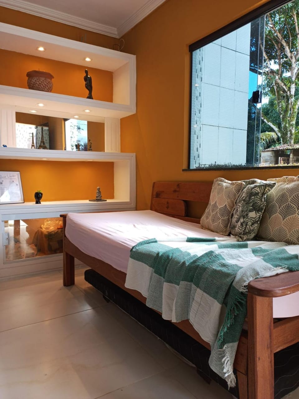 Bed, Living room, Seating area