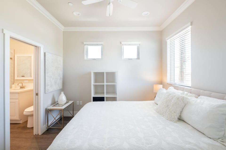 Bed, Bathroom, Bedroom, fireplace, towels