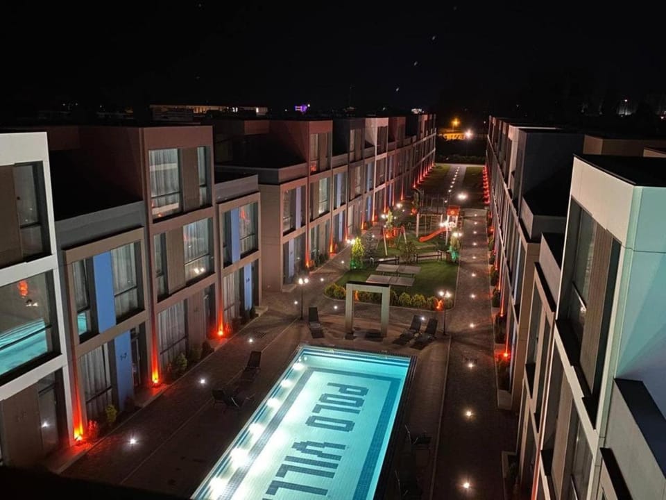 Property building, Night, Pool view, Swimming pool, Location
