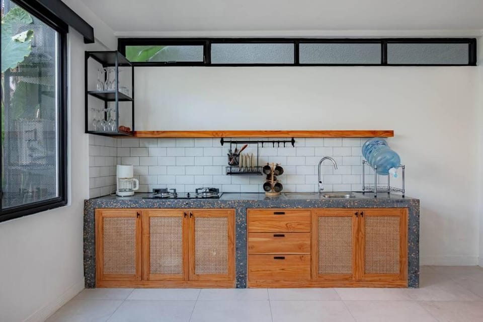 Kitchen or kitchenette, stove