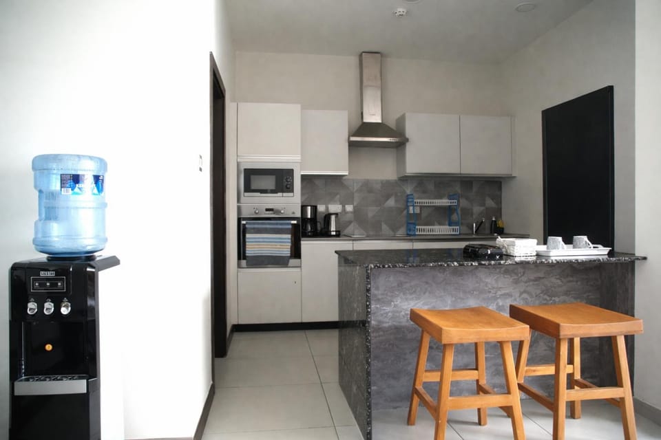 Kitchen or kitchenette, microwave