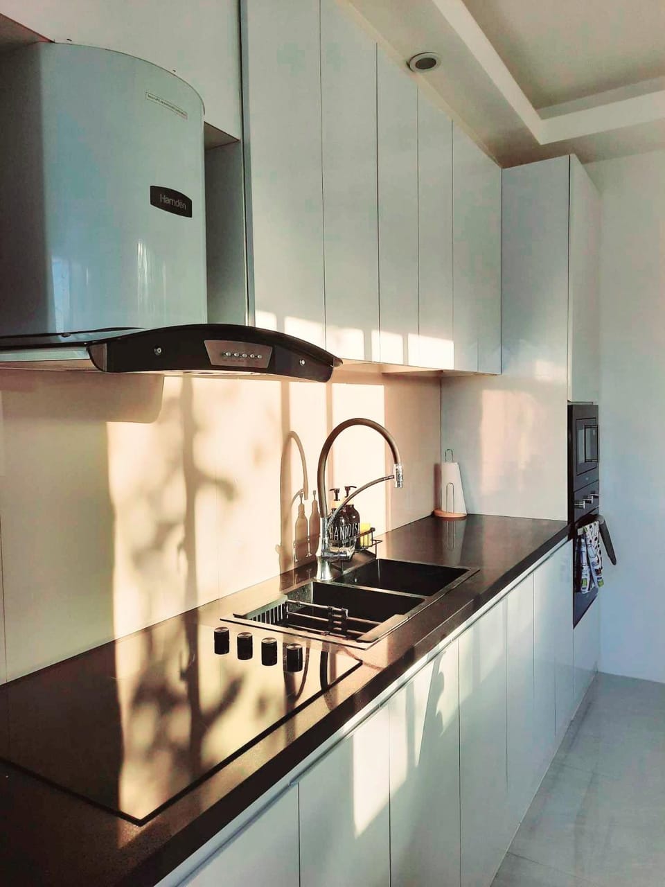 Kitchen or kitchenette, stove
