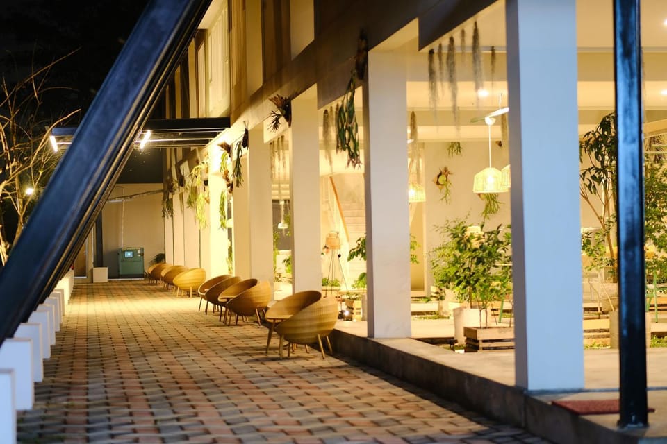 Property building, Patio, Night, Garden view