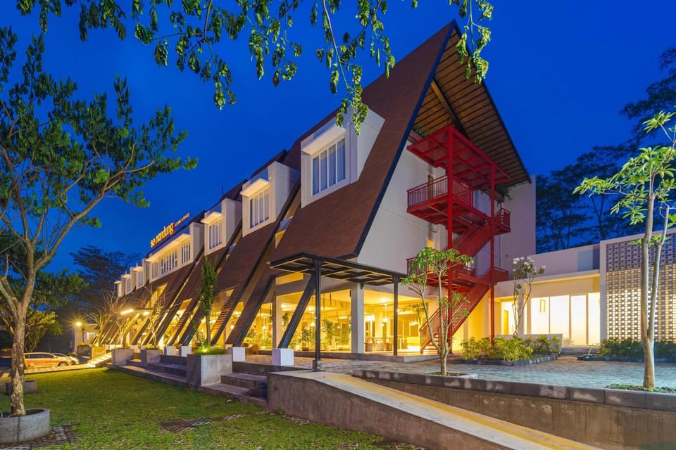 Property building, Night, Garden, Garden view