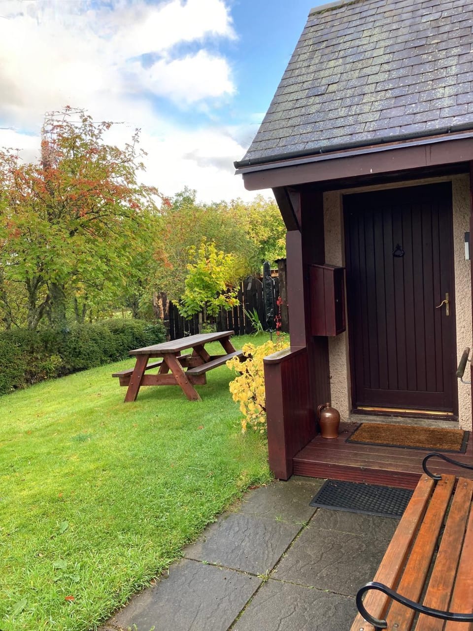 Property building, Patio, Garden, Autumn, Garden view