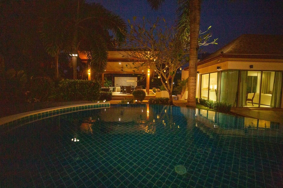 Night, Pool view, Swimming pool