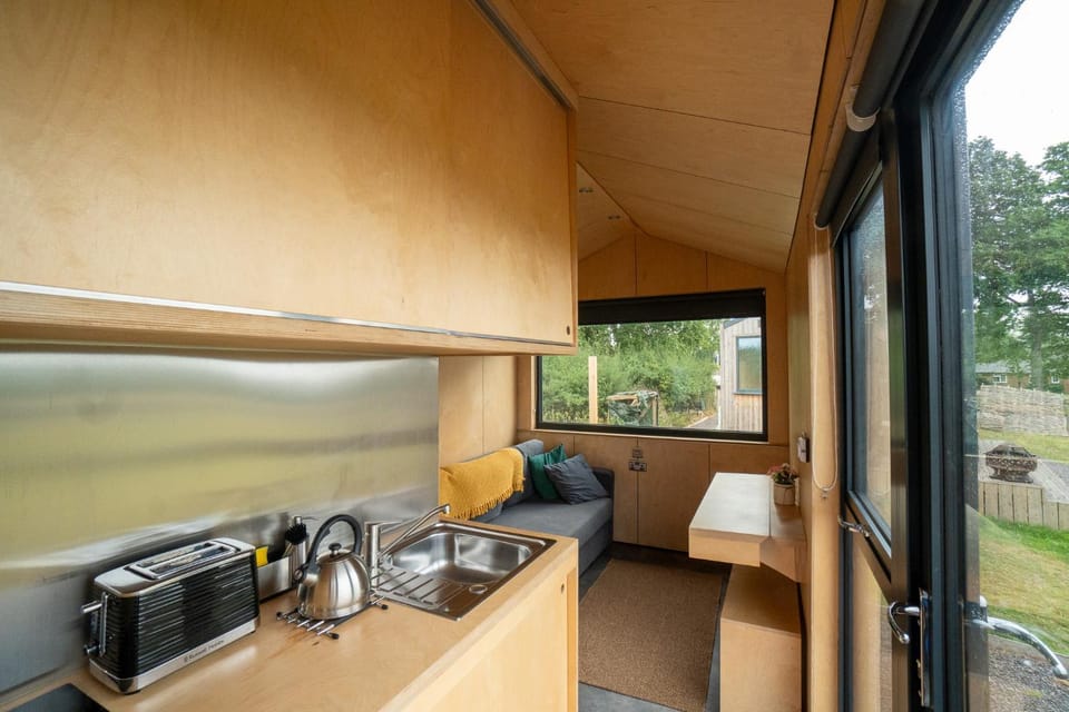 Kitchen or kitchenette, stove