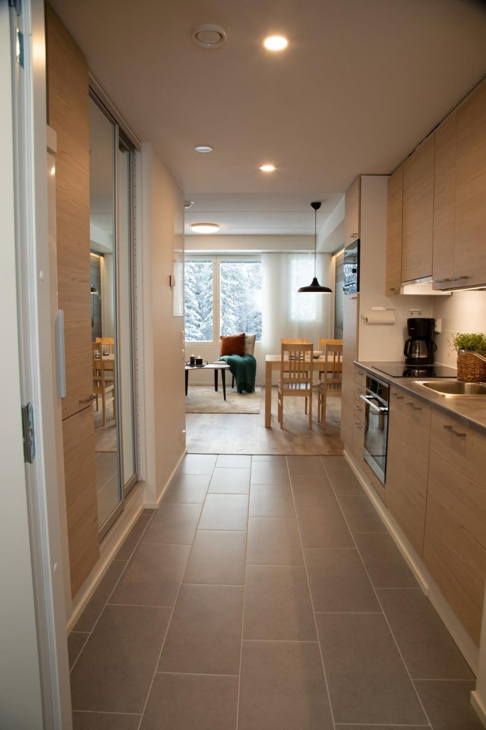 Kitchen or kitchenette, stove