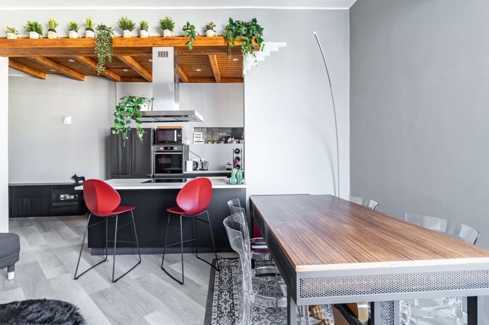 Kitchen or kitchenette, Living room, Seating area, Dining area, minibar, oven, pet friendly, stove