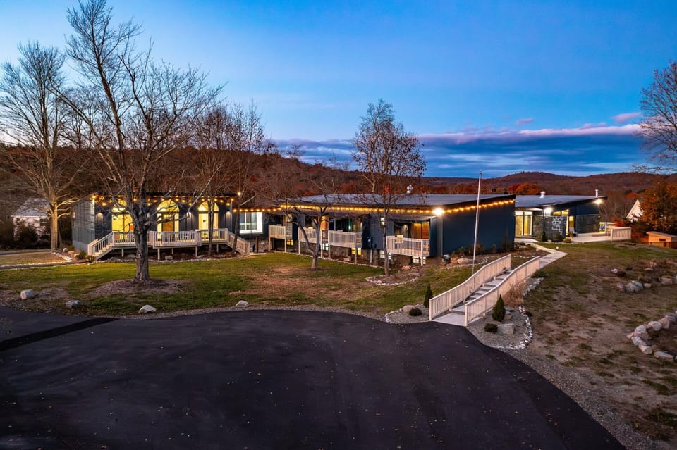 Property building, Night, Natural landscape, Mountain view