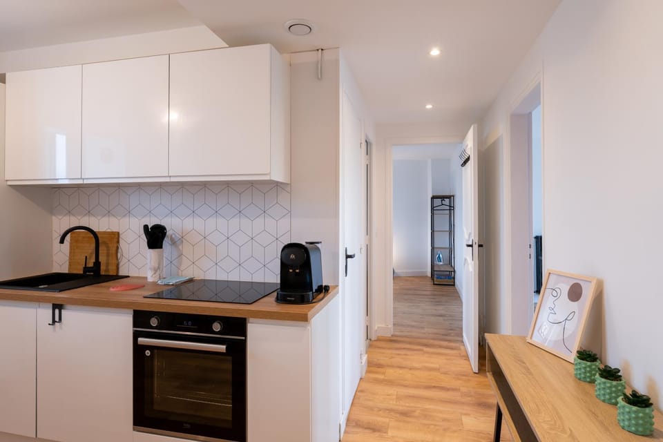 Kitchen or kitchenette, stove