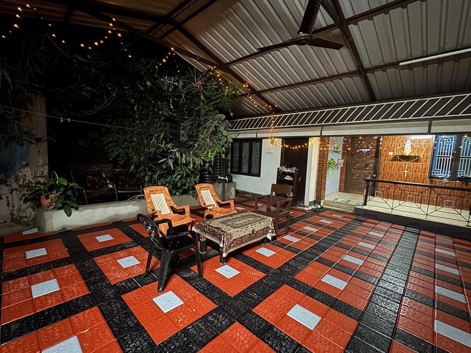 Property building, Patio, Night, Seating area